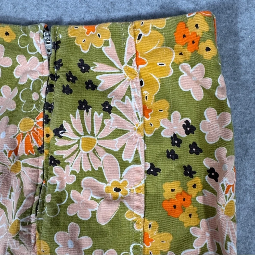 Free People Floral Cotton Blend Mini Skirt in Green and Pink Size 0 - Picture 3 of 13